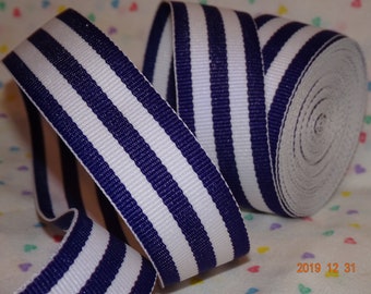 7/8" Purple & White Stripes 3.5 yd Grosgrain Ribbon Offray USA