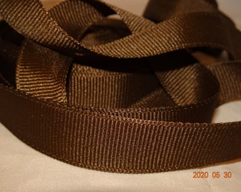 Ruban gros-grain marron 5/8 po. Doux, vieux magasin, BTY