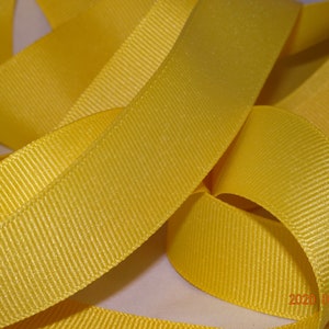 7/8&quot; LEMON Yellow Grosgrain Ribbon Vintage