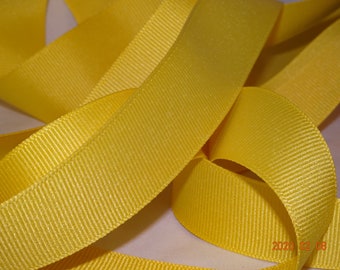 7/8" LEMON Yellow Grosgrain Ribbon Vintage