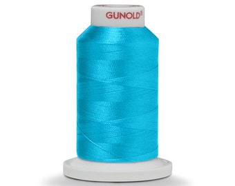 1,100 Yd EMBROIDERY Thread Silky, Pliable, UV resistant, Tear resistant  Gunold 100% Polyester Cone Color #61094 Turquoise