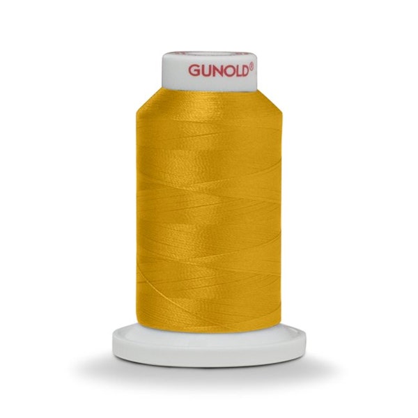 1,100 Yd EMBROIDERY Thread Silky, Pliable, UV resistant, Tear resistant Gunold 100% Polyester Cone Color #61374 Gold