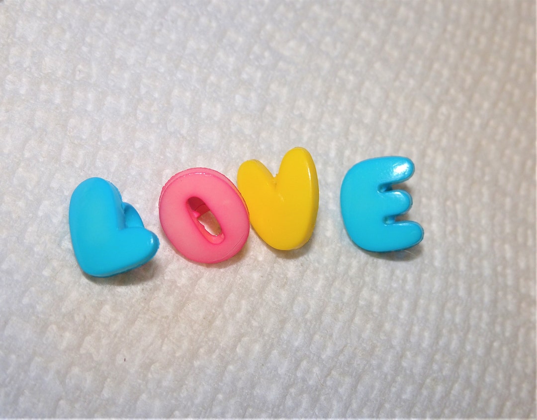 Love L-O-V-E Buttons 3/8