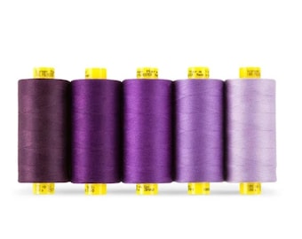 Gutermann Shades of PURPLE 5 spools  Mara 100 Tex 30 - 1,093 yds Per Spool