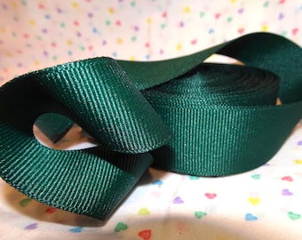 7/8" Spruce Green Grosgrain RAYON COTTON By The Yard
