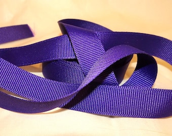 5/8" PURPLE Rayon Cotton Grosgrain Ribbon By The Yard