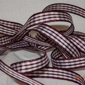 3/8 "Bruin Gingham Taf Lint Vintage Oude Winkel Voorraad BTY
