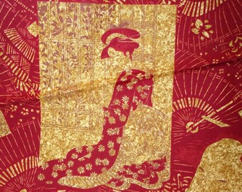 Eastern Treasures Oriental pattern 1 yd Gold & Dark Red