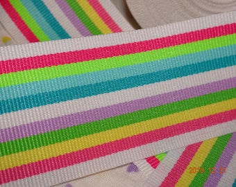 1-1/2"  "New White" Roman Stripes Grosgrain Ribbon BTY Vintage Offray USA