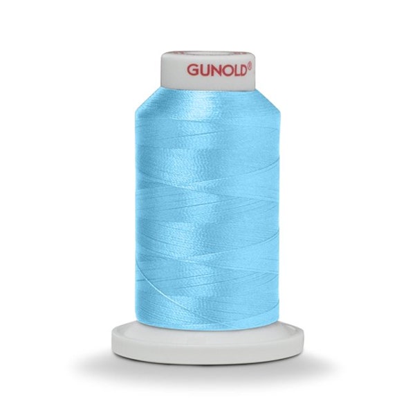 1,100 Yd EMBROIDERY Thread Silky, Pliable, UV resistant, Tear resistant Gunold 100% Polyester  Cone Color #61145 Pale Blue