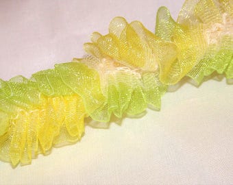Ruban d'organza citron-lime 2,5 cm collectant des fleurs instantanées jaune citron et vert citron