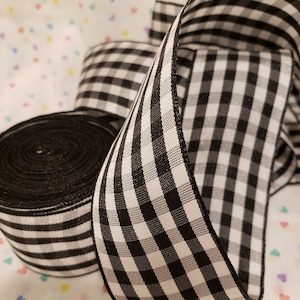 1-1/2 "ZWART Gingham Taf Lint Vintage Old Store Stock BTY