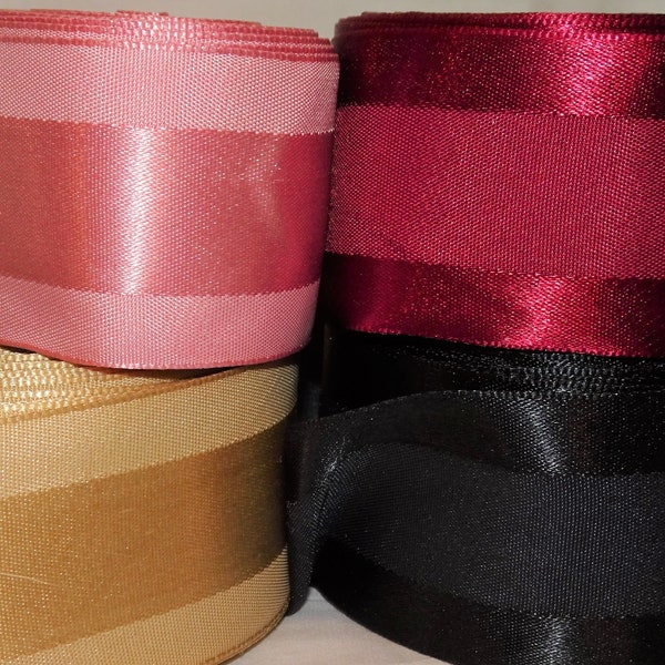 1-1/2" Reverse Stripe Satin Taffeta Ribbon Color Choice Old Store Stock By the Yard