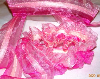 1" Fuchsia Organza Gathering Insta Flower Trim