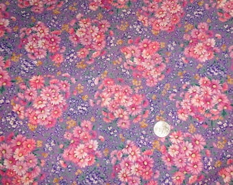 Pink Daisies on Purple Craft Fabric VIP Cranston 1/2 yd