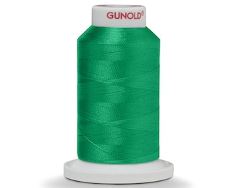 1,100 Yd EMBROIDERY Thread Silky, Pliable, UV resistant, Tear resistant Cone Gunold 100% Polyester Color #61051 Shamrock Green