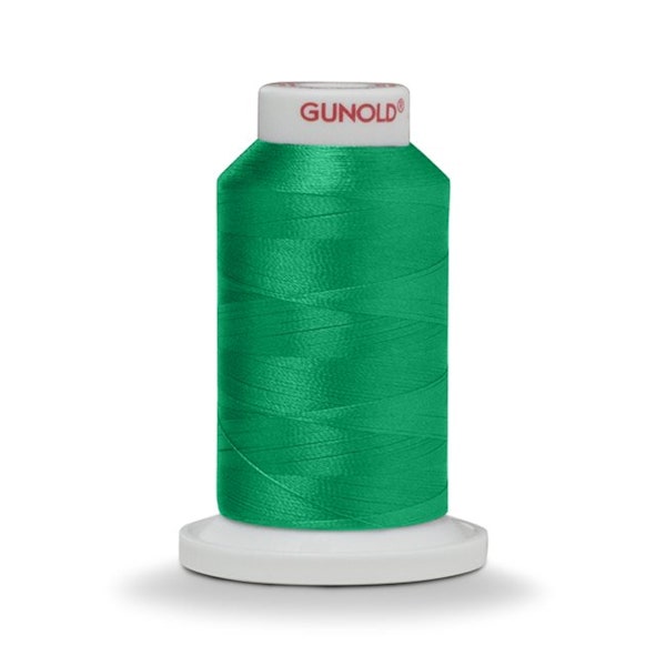 1,100 Yd EMBROIDERY Thread Silky, Pliable, UV resistant, Tear resistant Cone Gunold 100% Polyester Color #61051 Shamrock Green