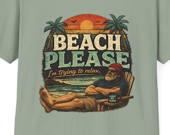 Camiseta estampada: Beach Please Relax (Unisex, Algodón suave)