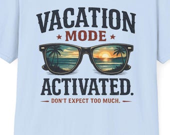 Camiseta con el lema "Modo vacaciones activado" / Camiseta de viaje de verano, camiseta para vacaciones en la playa.