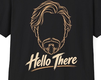 Hello There graphic T-Shirt | Retro Beard Silhouette, Vintage Script