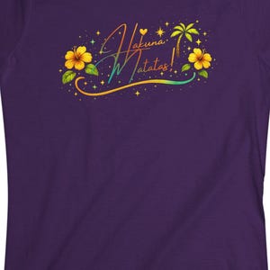 Hakuna Matata Tee: Tropical Floral, Shoulder Cutouts - Soft Cotton