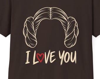 Princess Braided Hair I Love You T-Shirt | Cute Heart Graphic Tee