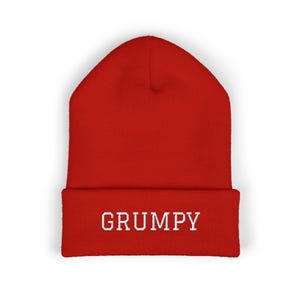 Grumpy Toes Classic Red Cuffed Beanie (Embroidery)