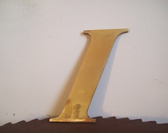 Vintage brass letter I large 8 inch solid brass