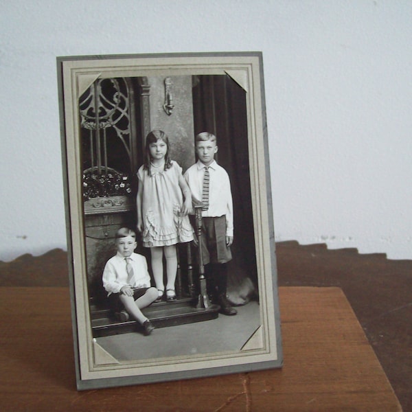Antique Minnesota photograph 2 brothers and sister  MN early 1900s free shipping to USA