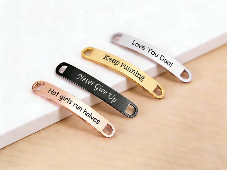Custom Running Shoe Tags,Shoe Tag ID for Runners & Cyclists,Metal Shoe Lace Charms,Running Gift,Marathon Gift image 2