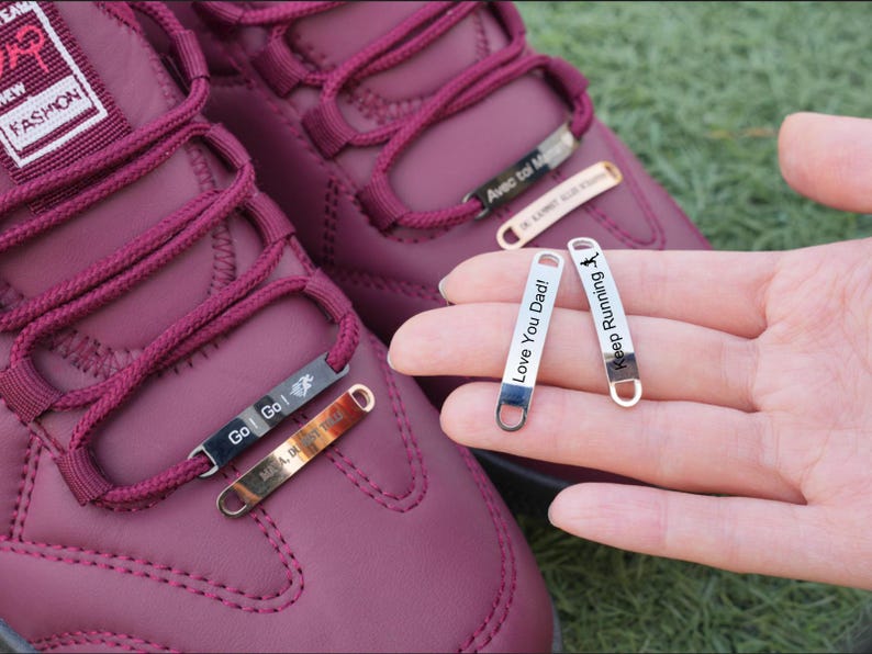 Custom Running Shoe Tags,Shoe Tag ID for Runners & Cyclists,Metal Shoe Lace Charms,Running Gift,Marathon Gift image 10