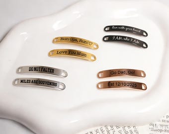 Personalized Running Shoe Tag, Engraved Stainless Steel Lace Charm, Custom Name Buckle