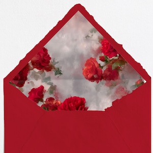 Red Roses Romantic Envelope Liner, Wedding Invitation Insert (Digital Download)