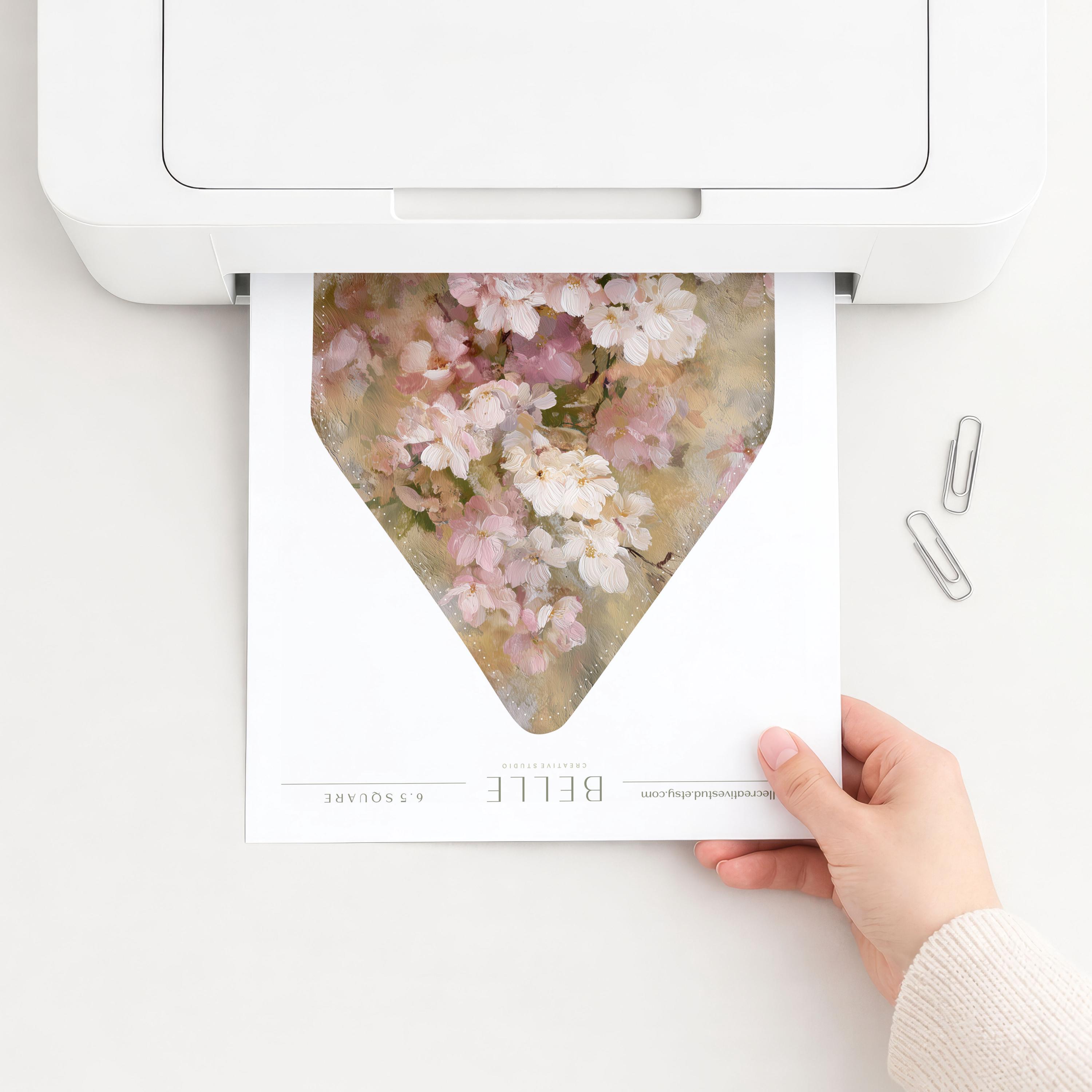 Blush Floral Wedding Envelope Liner, Romantic Flower Insert (PDF ...