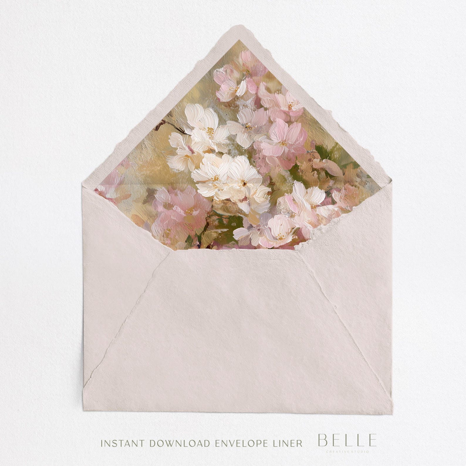 Blush Floral Wedding Envelope Liner, Romantic Flower Insert (PDF ...