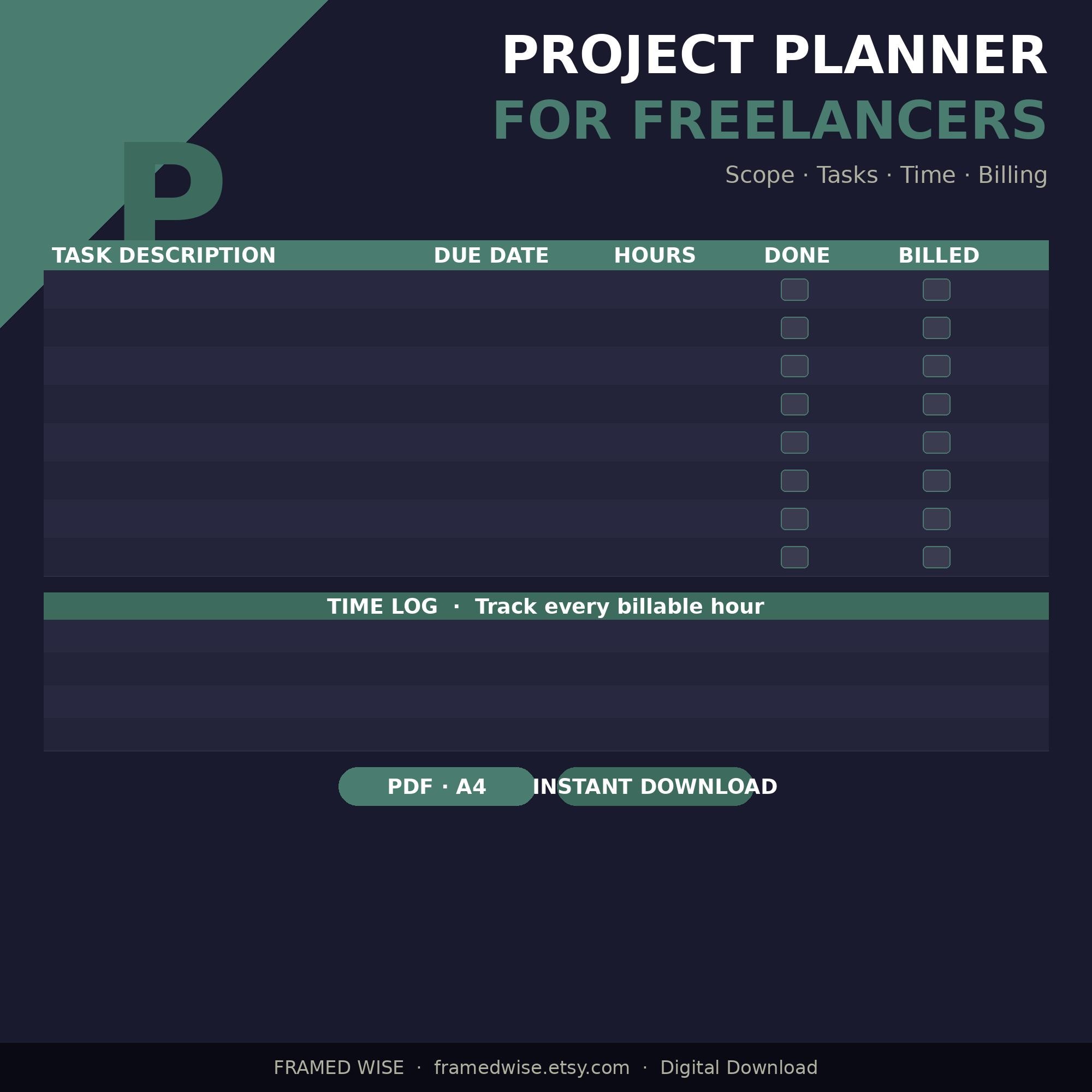 Printable Project Planner | Freelancer Project Tracker | Client Project ...