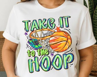 Baloncesto "Take It to the Hoop" PNG, diseño de lazo coqueto (descarga digital)