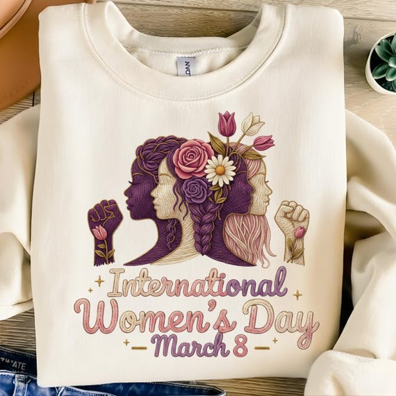 International Women’s Day March 8, Feminist Woman Art, Strong Women Illustration, Floral Female Portrait, Empowerment Design