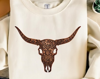 Brushstroke Floral Western Cow Skull PNG, Punchy PNG, Western Graphics, Flower Cowgirl Sublimation, Cowboy Graphics, Desert Western Art