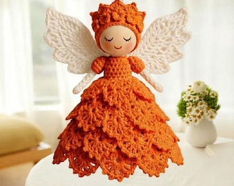 Modello di ornamento a forma di angelo all'uncinetto / Decorazione natalizia (download immediato in PDF)
