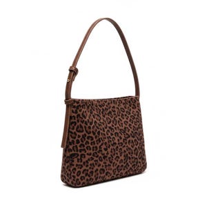 Leopard Print Shoulder Bag Suede Feel Hobo Bag PU Leather Crossbody Underarm Purse Y2K Aesthetic Streetwear