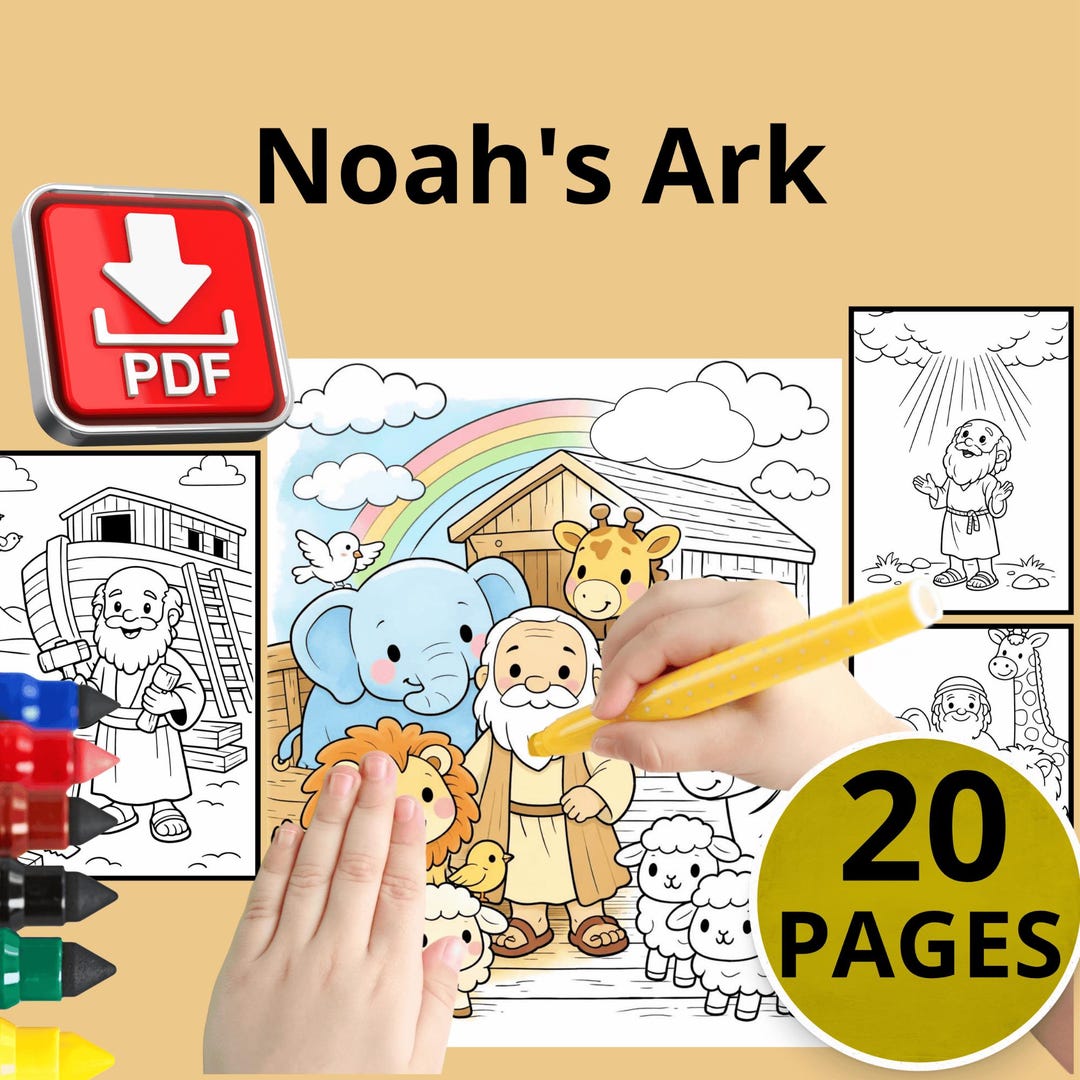Noah’s Ark Coloring Book | Bible Story for Kids | Digital Download - Etsy