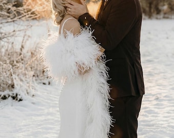 Boa en plumes d'autruche de luxe, écharpe duveteuse de 2 mètres, mariage, Gatsby lein, accessoire burlesque