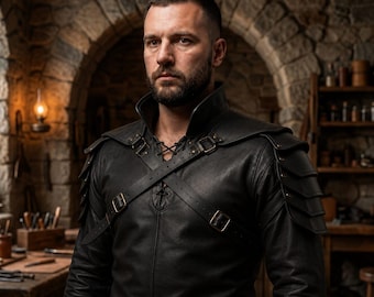 Medieval Leather Shoulder Armor, Renaissance Pauldron, LARP Costume Armor, Fantasy Warrior Cosplay Gear