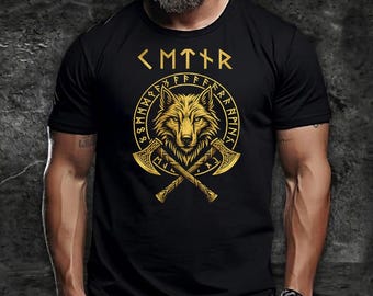 Wolf Viking Design PNG, Minimal Streetwear Graphic, Masculine T-Shirt Art (Digital Download)