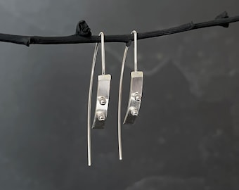 High Polish Sterling Silver Earrings - Contemporary Earrings - Threader Earrings - Reflective Silver Earrings - Edgy - Silver Jewelry