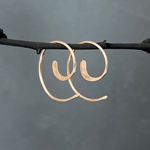 14k Gold Hoop Earrings - Gold Spiral Hoop Earrings - Spiral Threader Earrings - Small Hoop Earrings - Simple Gold Earrings - Elegant