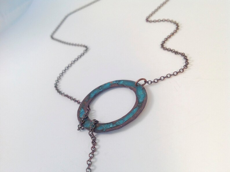 Double Lariat Turquoise Necklace w/ Copper Feather