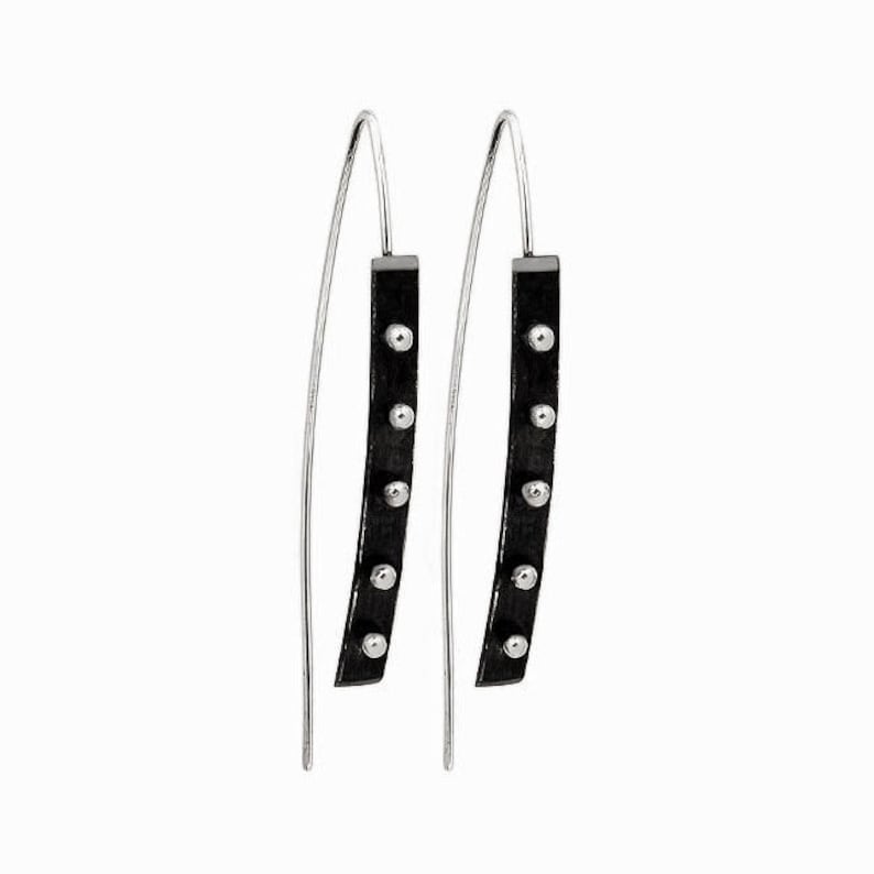 Edgy Modern Earrings Statement Earrings Sterling Silver Black Oxidized