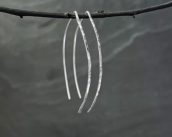 Sterling Silver Wishbone Earrings - Threader Earrings - Long Silver Earrings - Small Silver Earrings - Sterling Silver Jewelry - Elegant